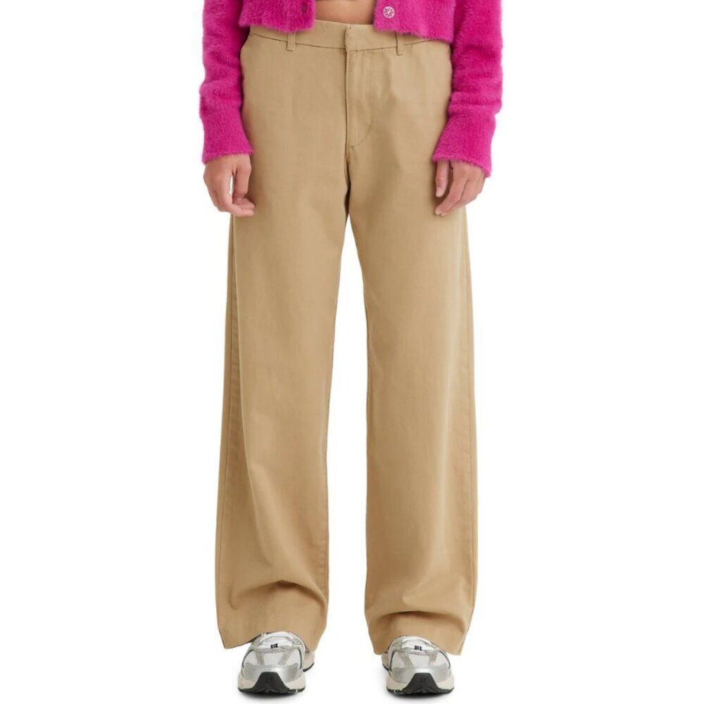 Levi's Baggy Trouser Pants Khaki Tan Twill Loose Y2K Trousers Women's Size 23x31